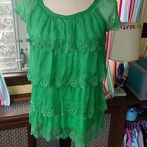 Ruffled green blouse